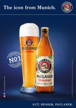 画像をギャラリービューアに読み込む, パウラーナー ミュンヘナー ヘル グラス(1脚)付き 3種飲み比べ4本セット